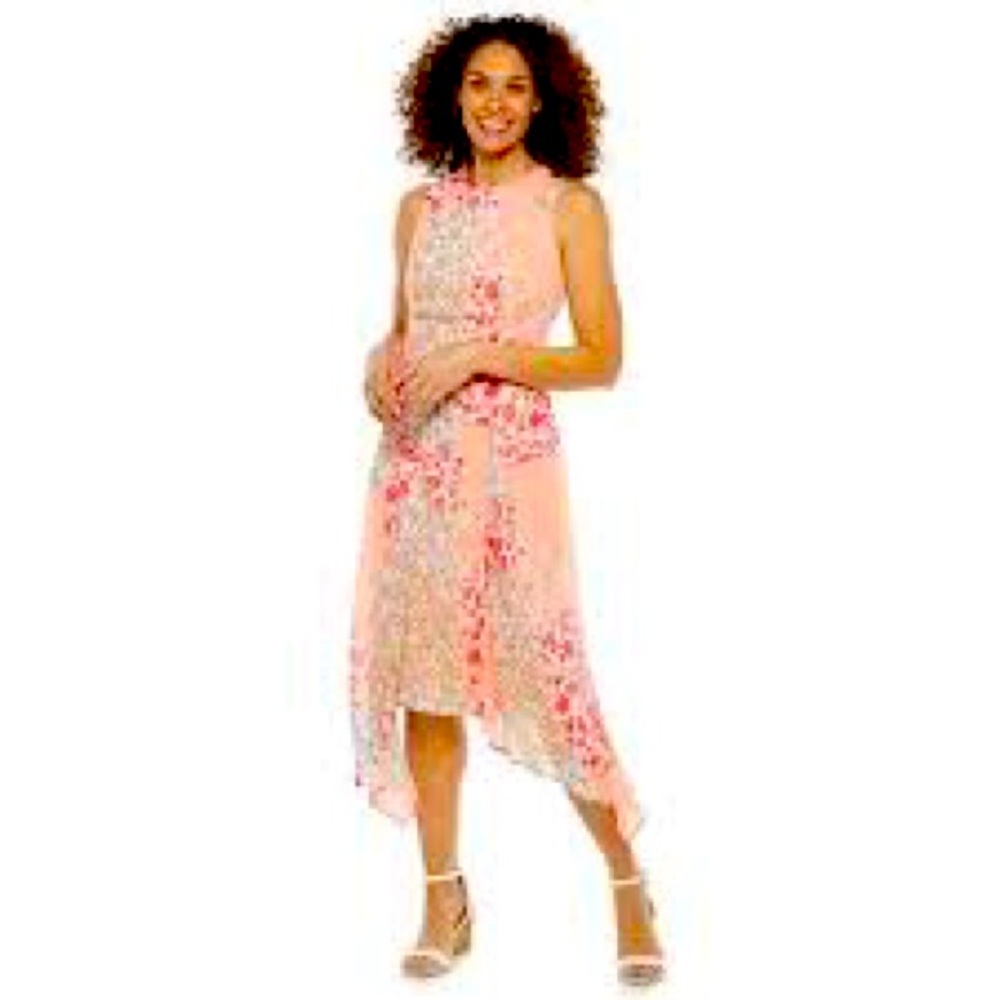 Ralph Lauren Chaps Midi Dress Shark Bite Hem Size 4 Wedding Party Guest Easywear